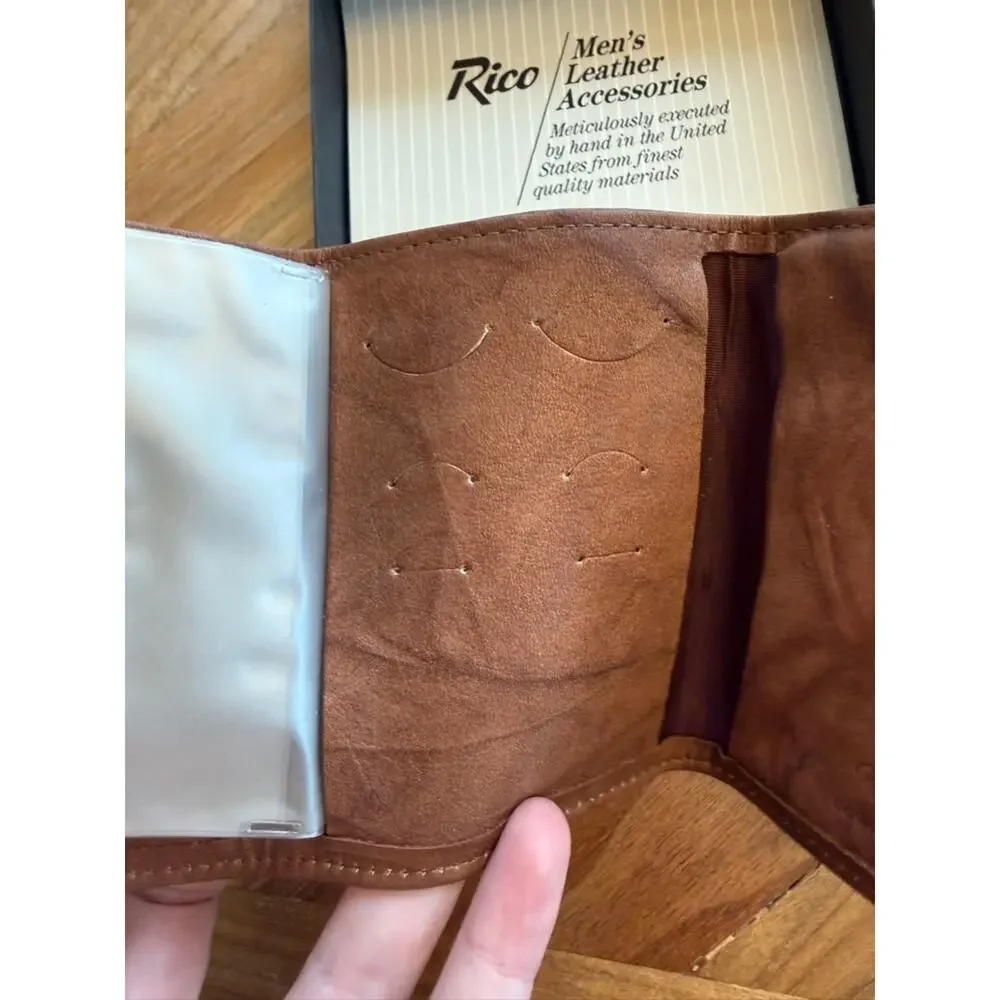 Vintage Rico Leather Trifold Wallet Hunting Deer Duck Embossed NIB USA Made
